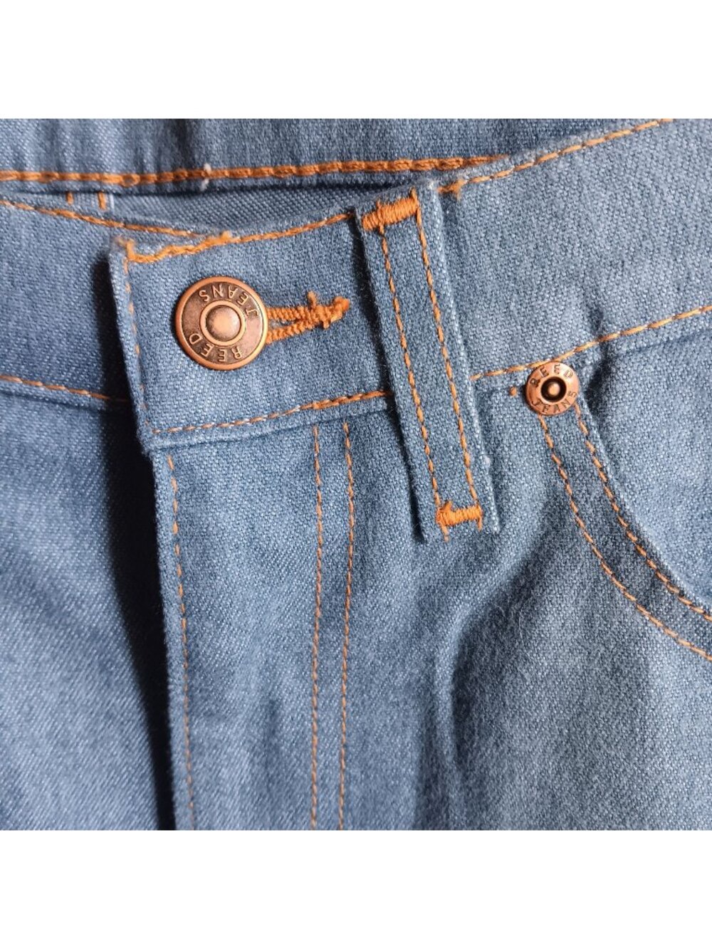 Straight-Leg Jeans 31x30 Men's Vintage 80's Disco Pocket Orange Stitching Boho